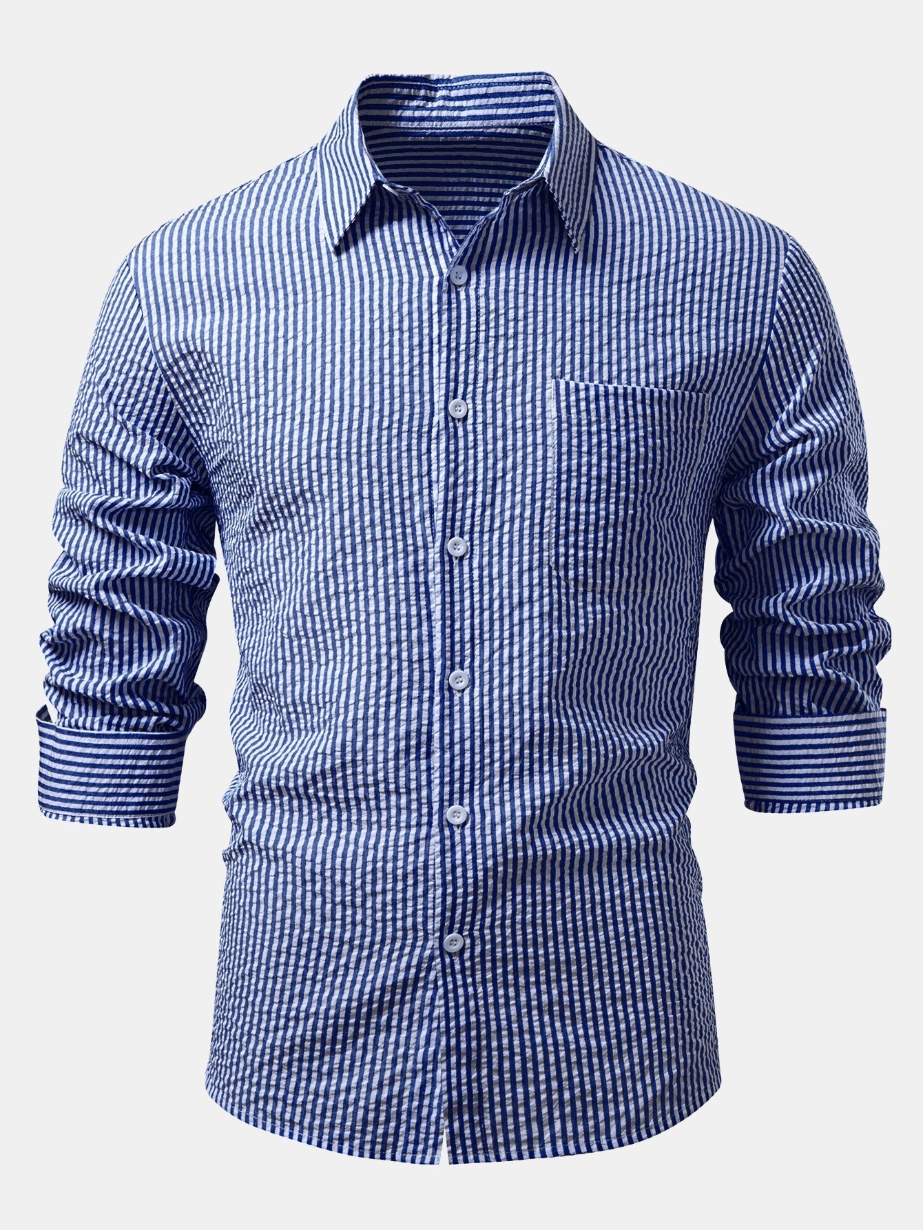 Ignacio® | Seersucker Striped Button Up Shirt & Straight Leg Linen Pants