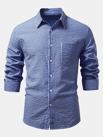 Ignacio® | Seersucker Striped Button Up Shirt & Straight Leg Linen Pants