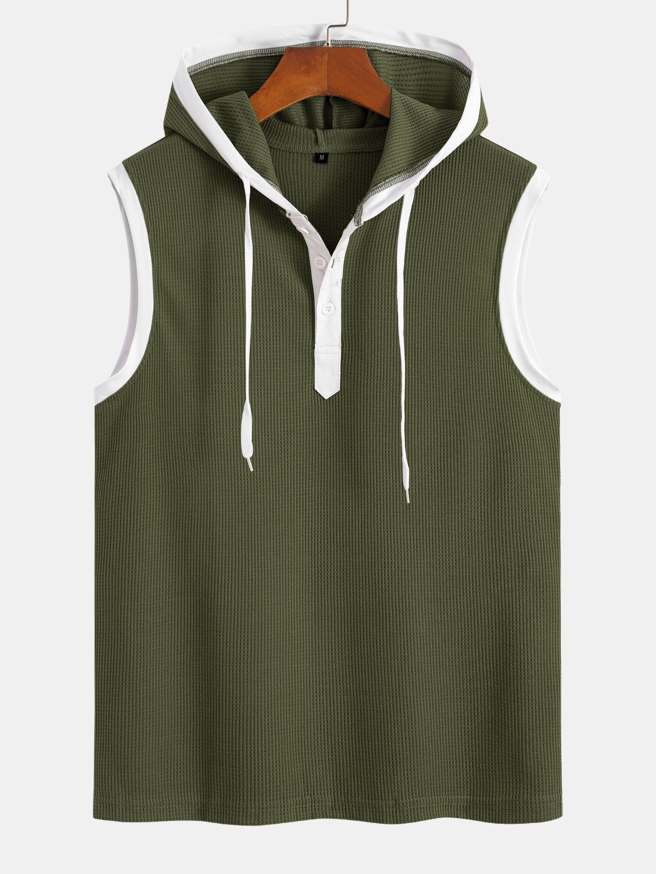 Edmundo® | Contrast Waffle Half Open Hooded Vest