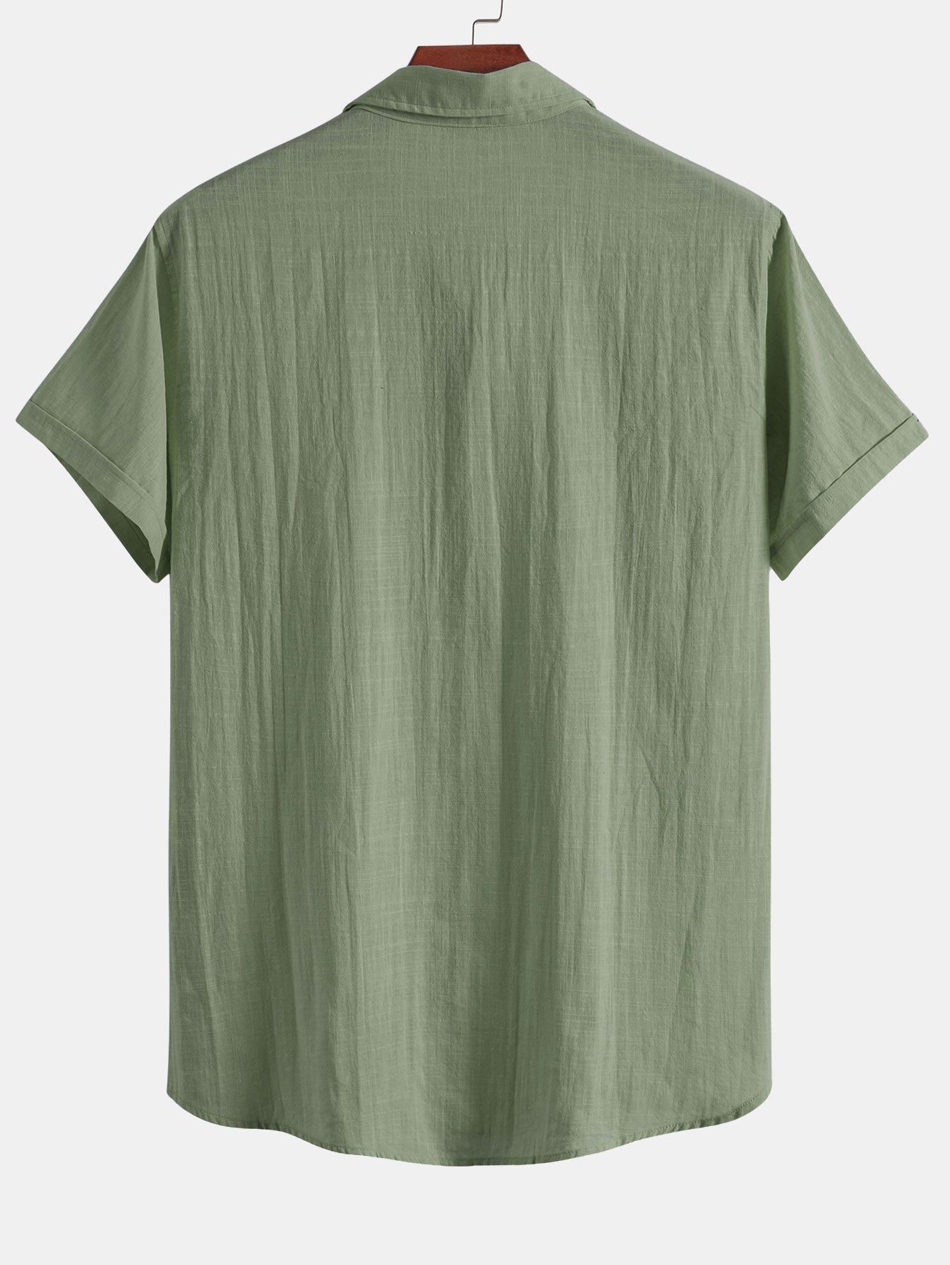 Guarionex® | Short Sleeve Linen Look Polo Collar Shirt