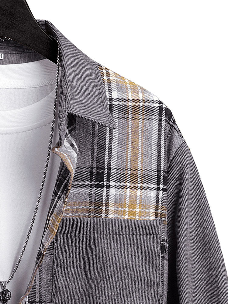 Allyn® | Corduroy Check Patchwork Shirt
