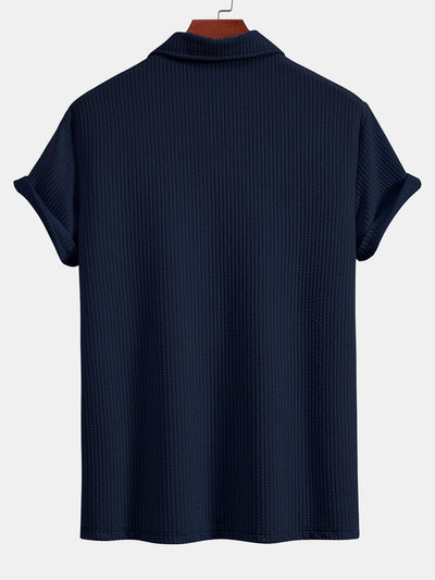 Esau® | Short Sleeved V-Neck Ribbed Polo & Straight Leg Ribbed Pants