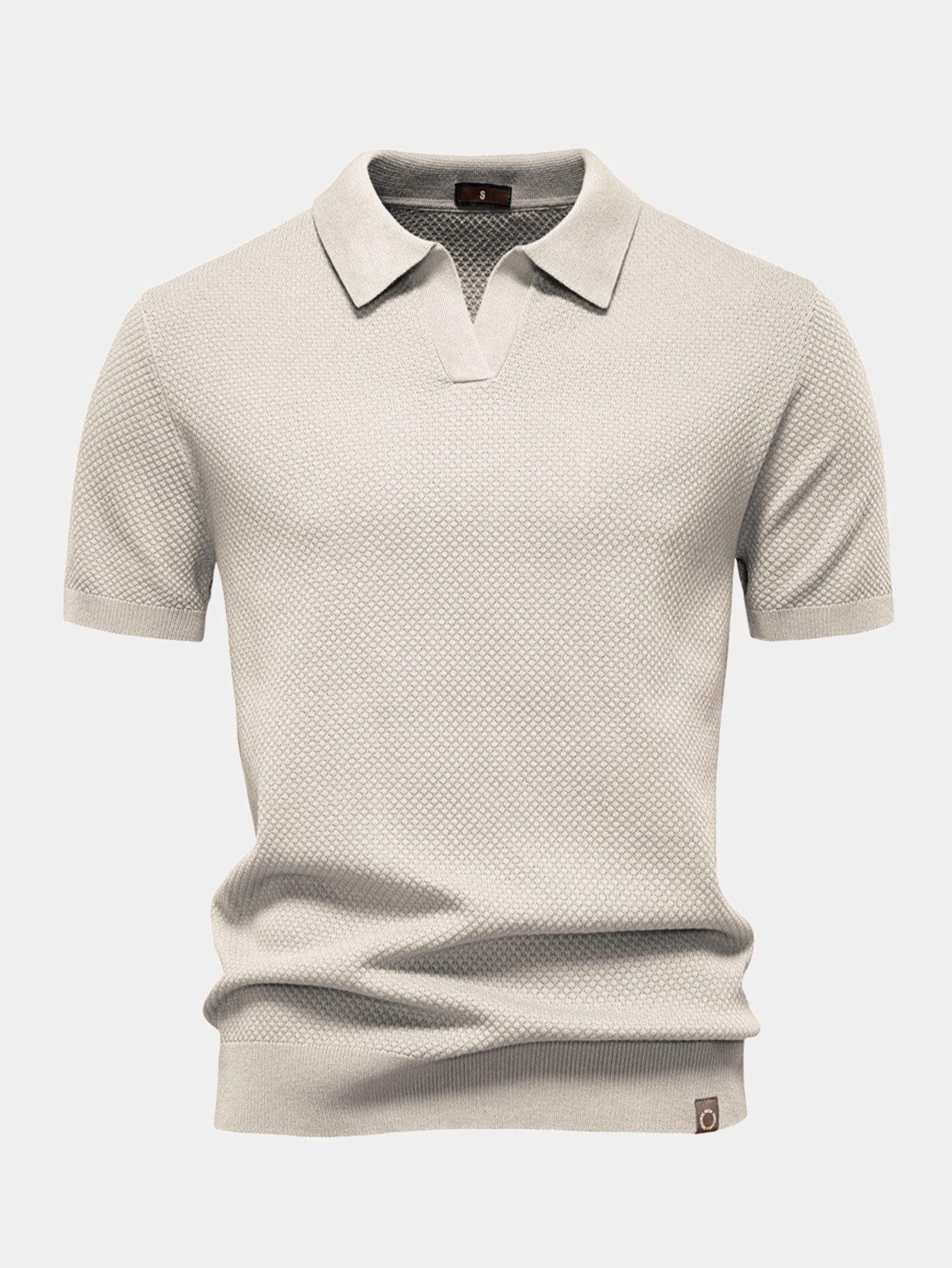 Elton® | Pineapple Texture Knit V Neck Polo