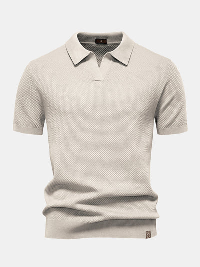 Elton® | Pineapple Texture Knit V Neck Polo