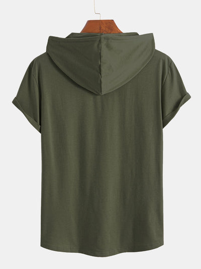 Celestino® | Short Sleeve Henley Hooded T-Shirt