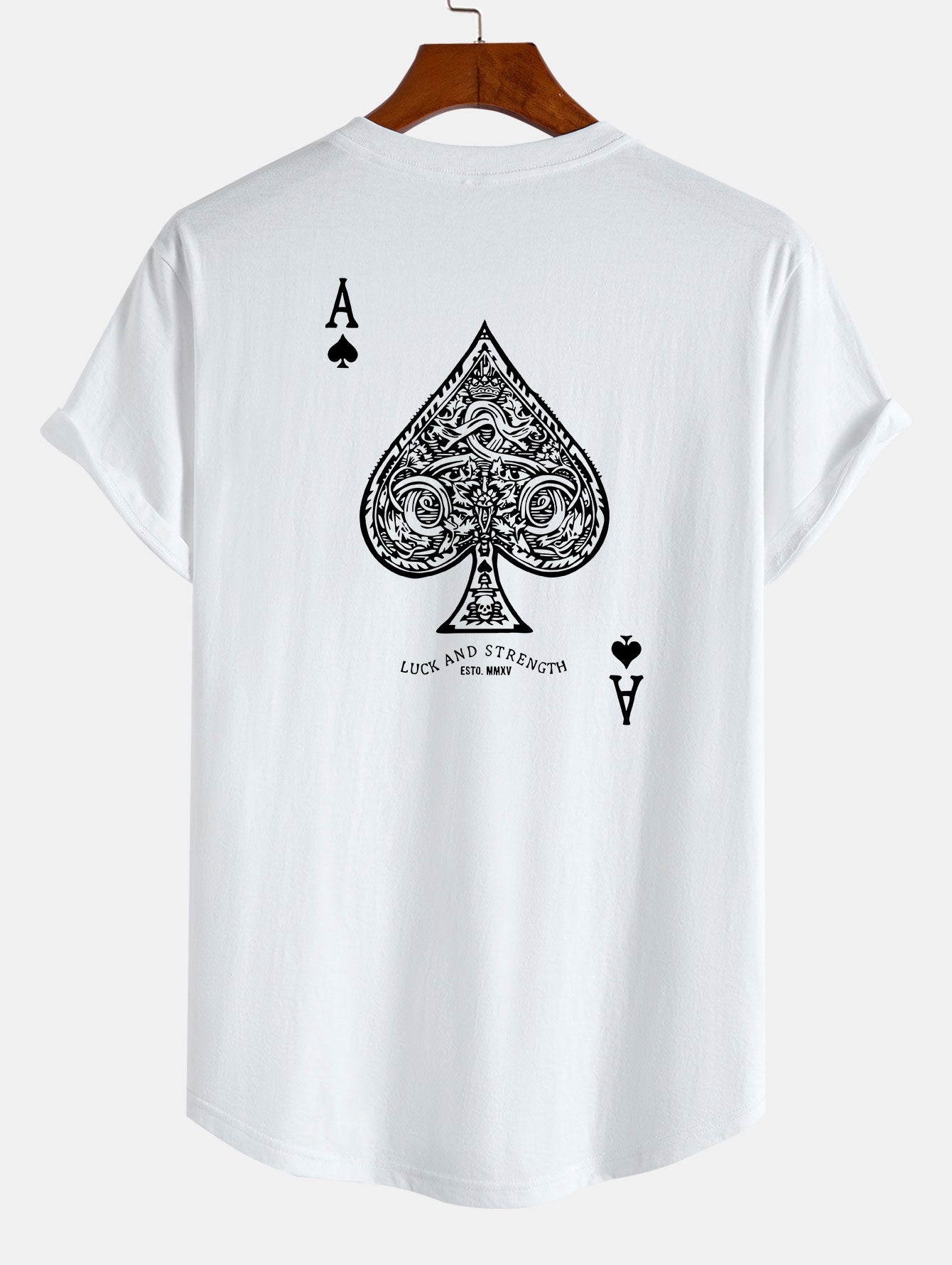 Clemente® | Ace Of Spades Print Cotton Arc Hem T-Shirt
