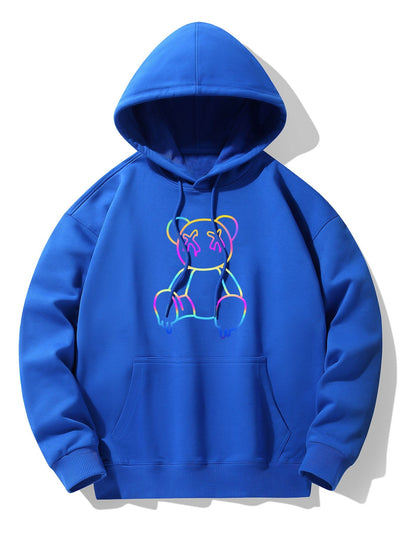 Xavier | Gradient Dissolving Bear Print Drop Shoulder Relaxed Hoodie