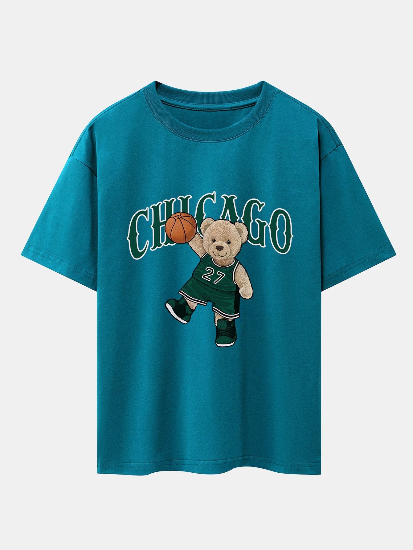 Erico® | Chicago Basketball Bear Print Drop Shoulder Oversize T-Shirt