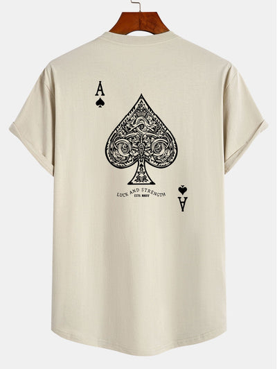Clemente® | Ace Of Spades Print Cotton Arc Hem T-Shirt