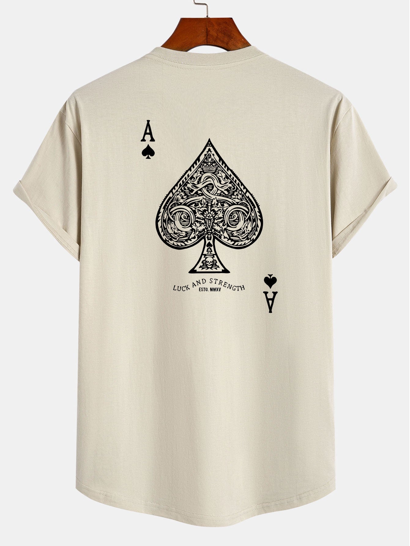 Agustin® | Ace Of Spades Print Cotton Arc Hem T-Shirt