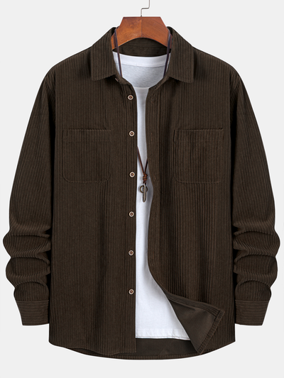 Kareem® | Long Sleeve Corduroy Pocket Button Up Shirt
