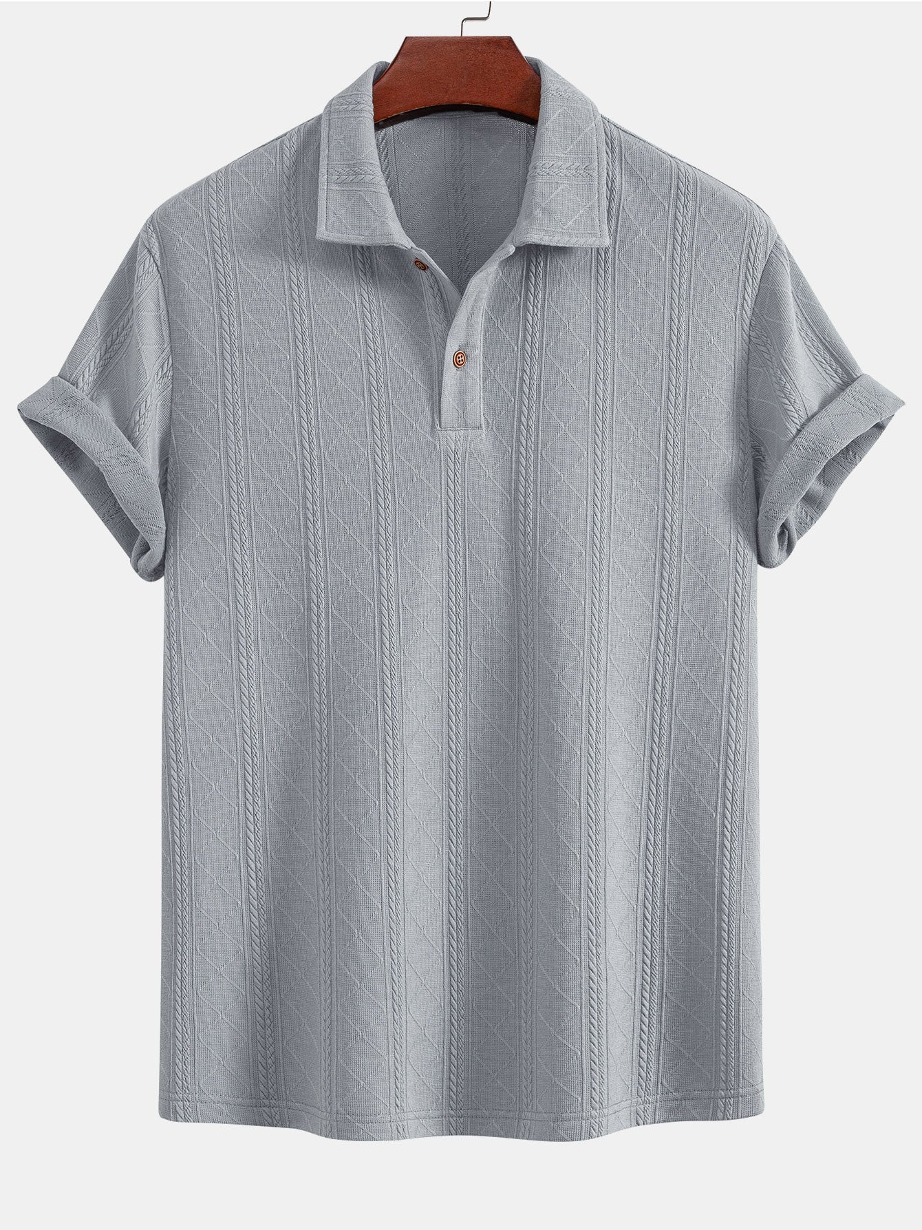 Samuel | Rhombus Geometric Texture Knit Polo Shirt