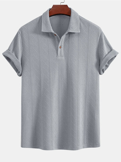 Samuel | Rhombus Geometric Texture Knit Polo Shirt