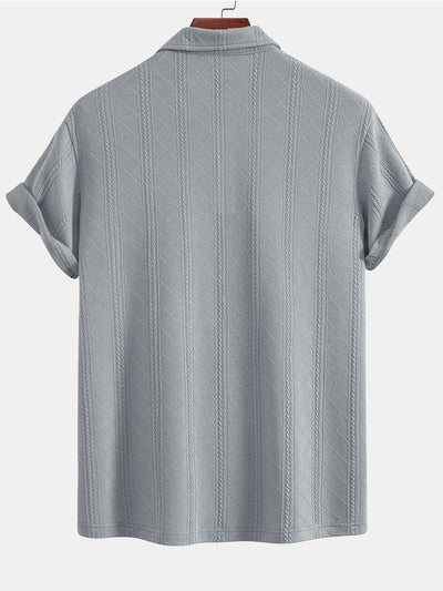 Samuel | Rhombus Geometric Texture Knit Polo Shirt