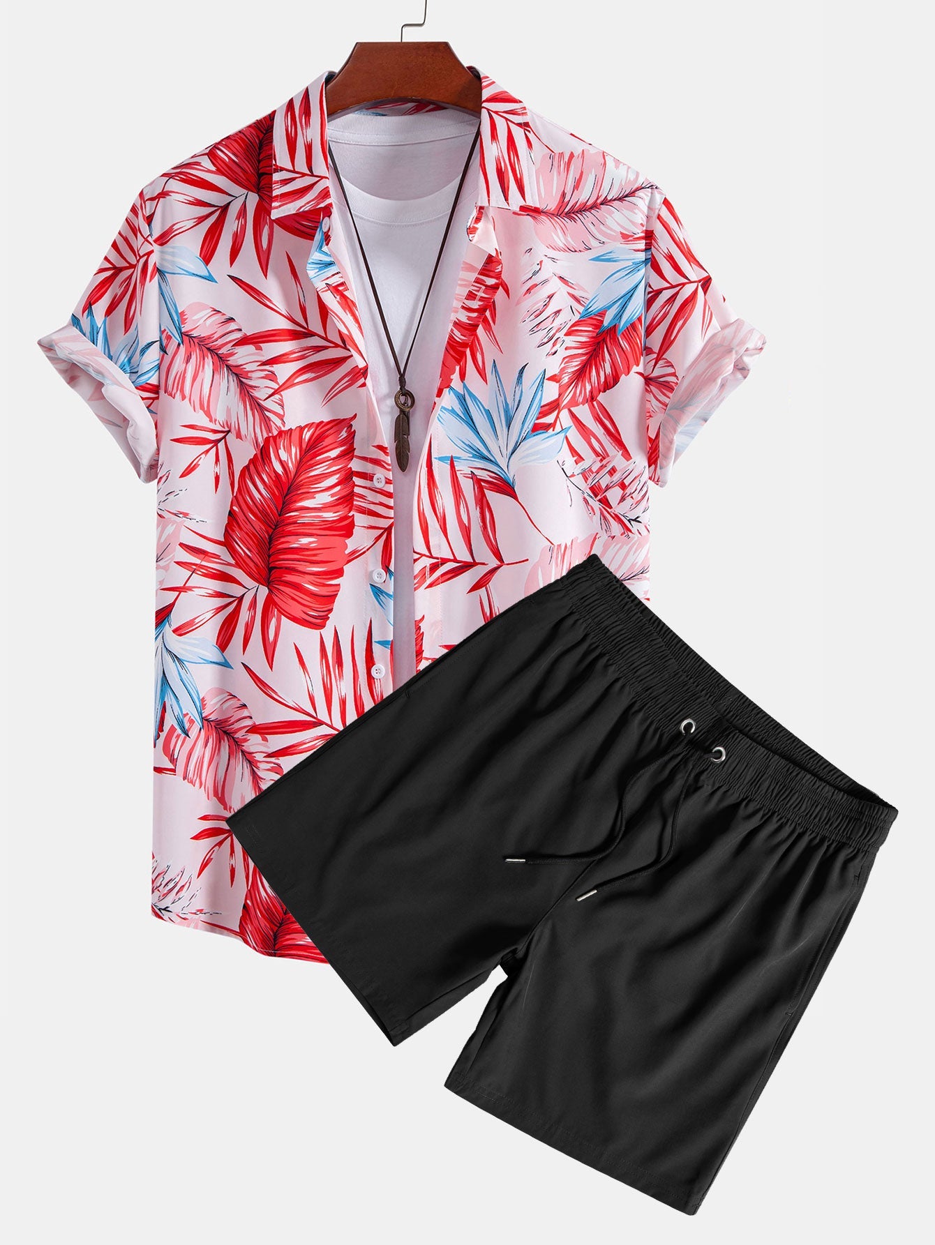Marcel® | Tropical Print Button Up Shirt & Swim Shorts