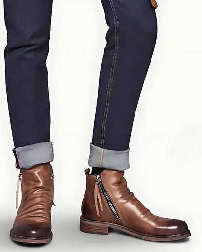 Angel® | Leather Ankle Boots With Zipper On The Side