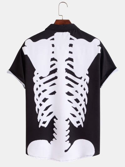 Artie® | Skeleton Print Button Up Shirt