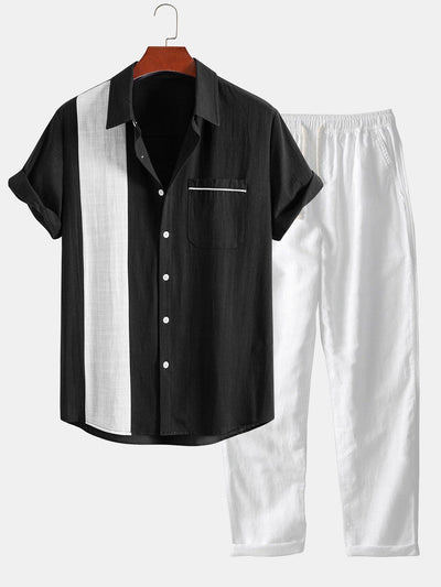 Jonás® | Linen Look Contrast Button Up Shirt & Straight Leg Linen Pants