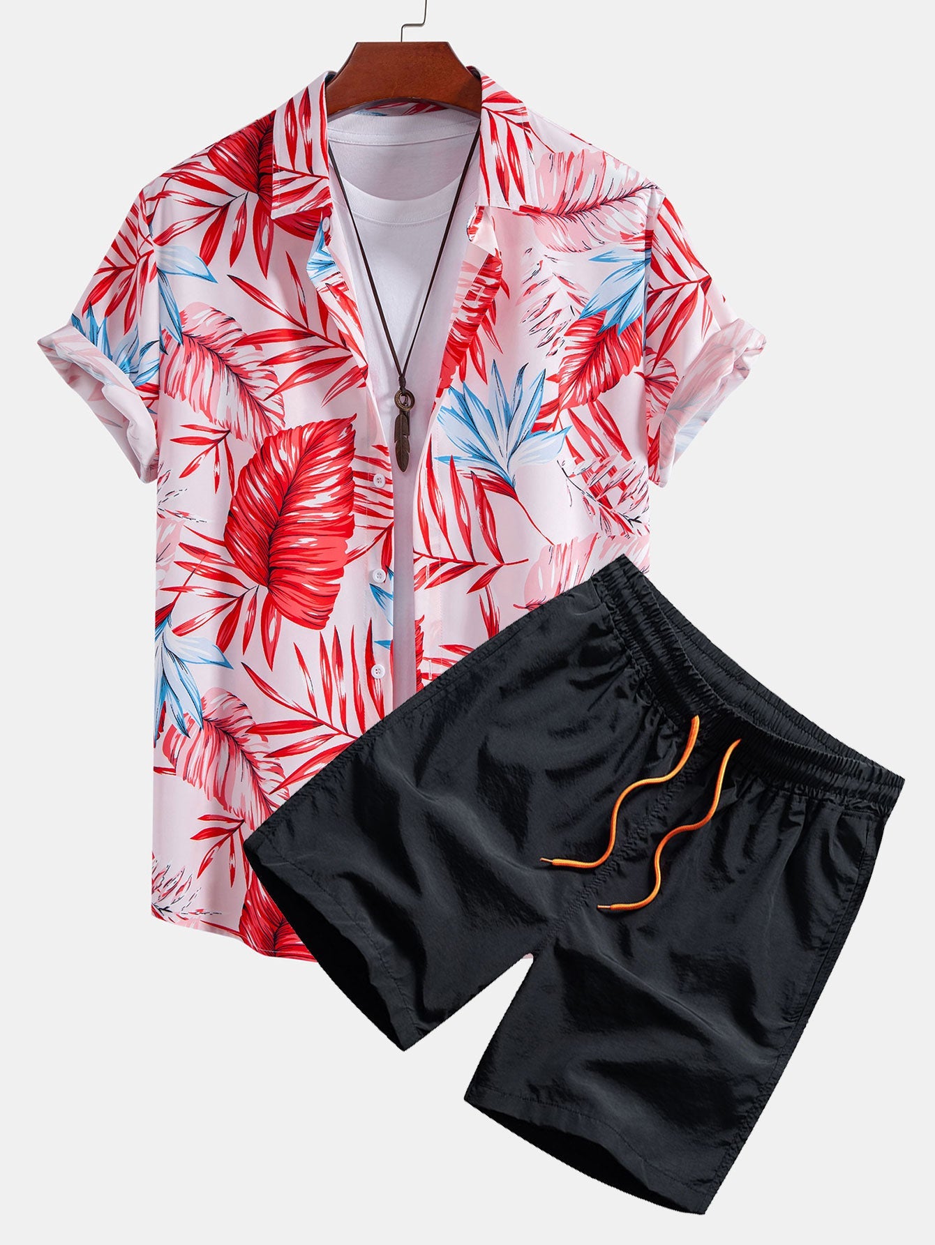 Nathan® | Tropical Print Button Up Shirt & Swim Shorts
