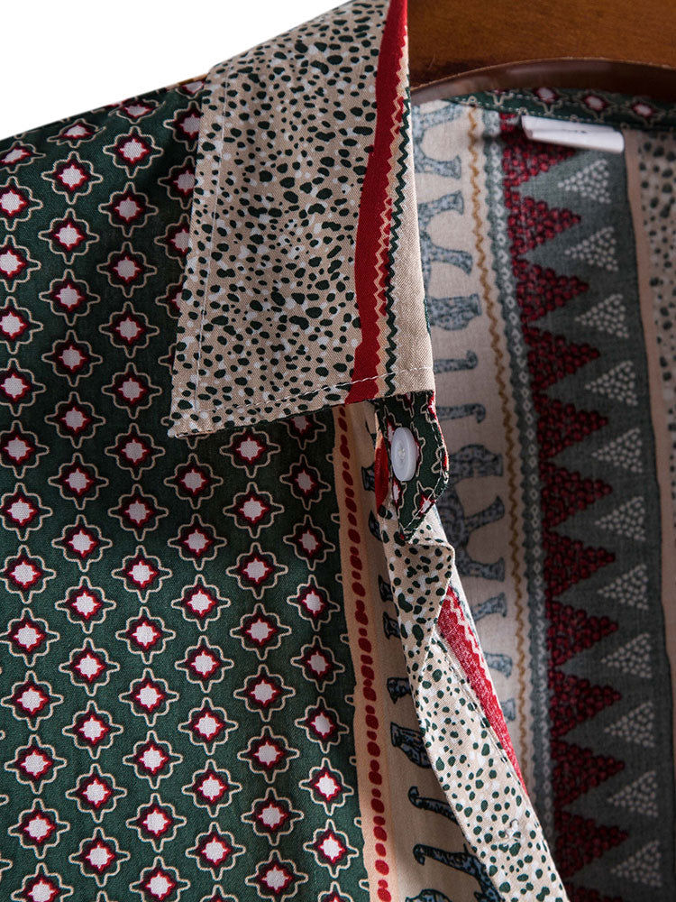 Yosef® | Elephant Geometric Print Shirt