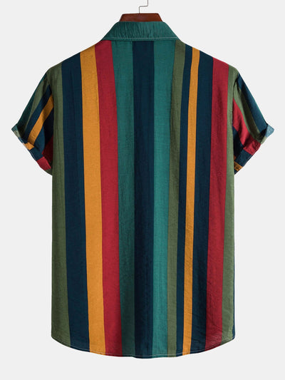 Silvio® | Colored Striped Button Up Shirt