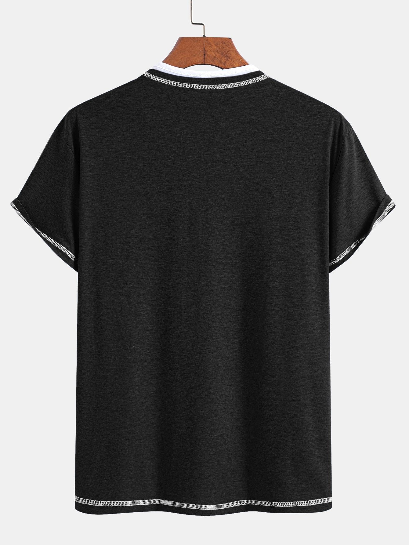 William® | 2-in-1 Notched Collar Contrast Stitching T-Shirt