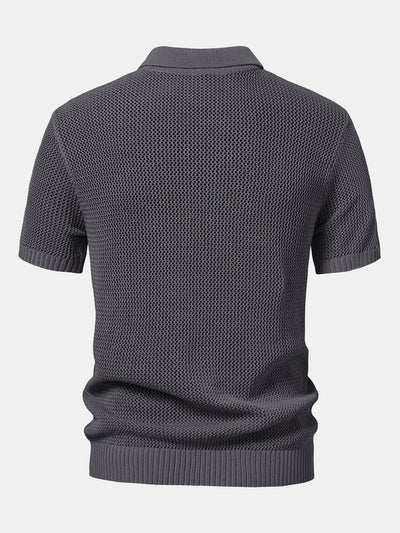 Teodoro® | Eyelet Zip Up Knit Polo Shirt