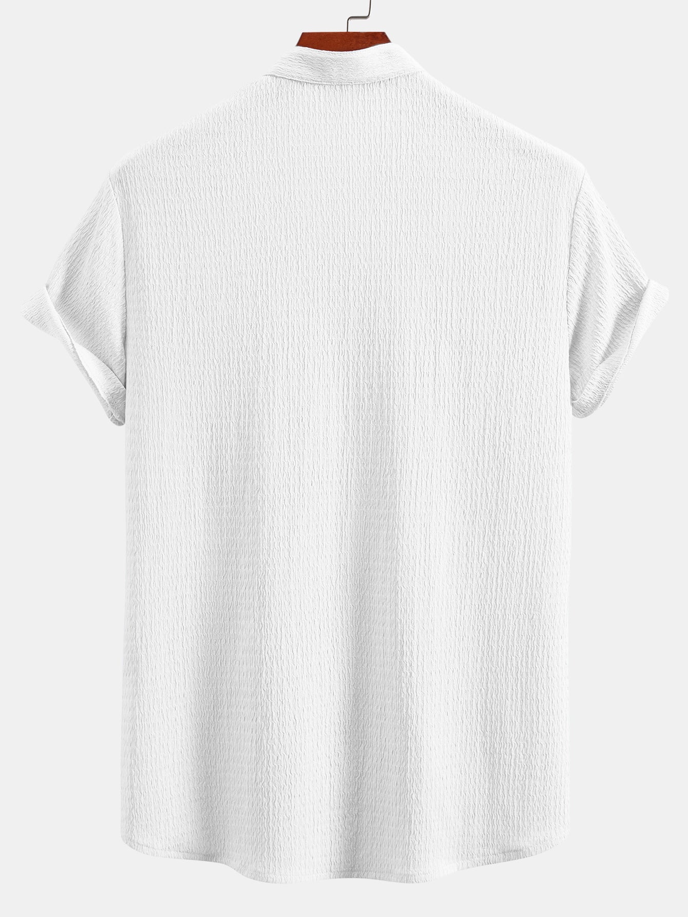 Anir® | Muscle Fit Wrinkled Textured Stand Collar Shirt