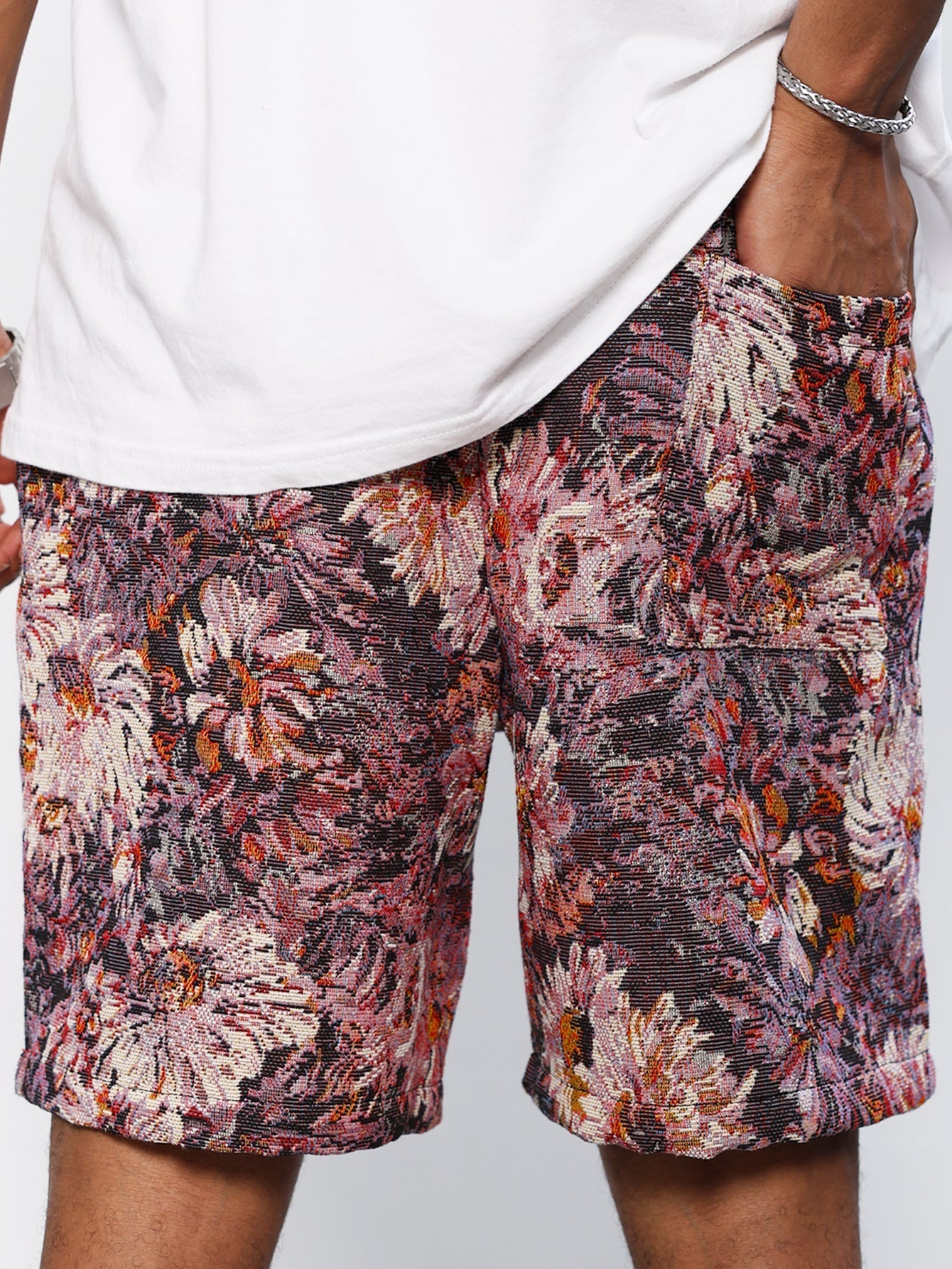 Alan | Oil Painting Floral Print Drawstring Shorts