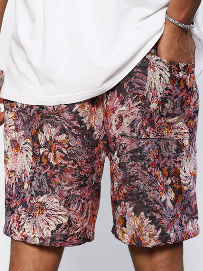 Alan | Oil Painting Floral Print Drawstring Shorts