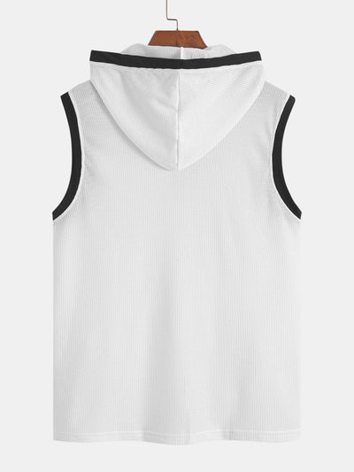 Edmundo® | Contrast Waffle Half Open Hooded Vest