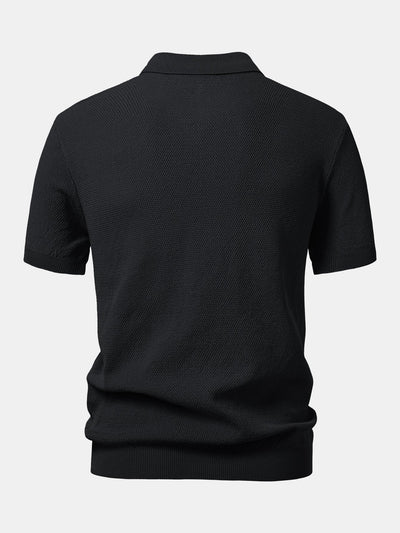 Julian | Textured Zip Up Knit Polo Shirt