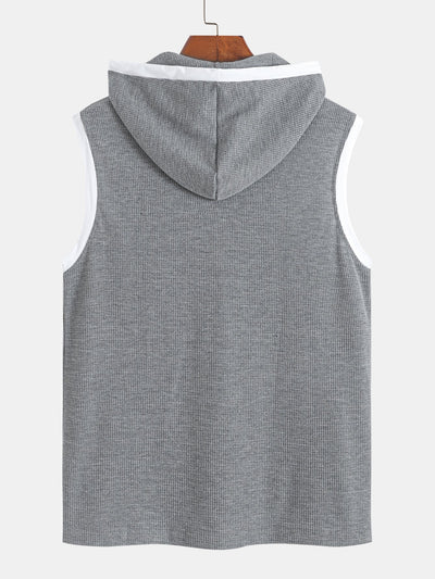 Edmundo® | Contrast Waffle Half Open Hooded Vest