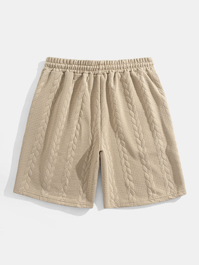 Cyrus® | Relax Fit Mid-Length Sleeve Twist Jacquard T-Shirt & Shorts