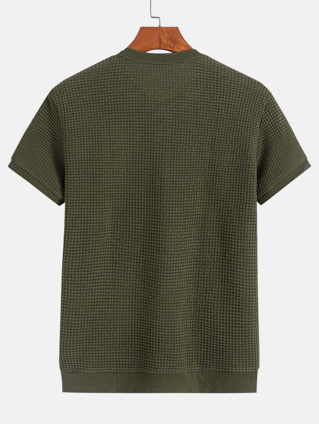 Eduardo® | Henley Neck Textured Ribbed Hem T-Shirt