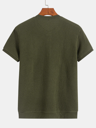 Eduardo® | Henley Neck Textured Ribbed Hem T-Shirt