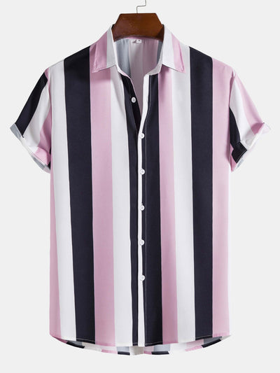Aspen® | Wide Striped Print Button Up Shirt