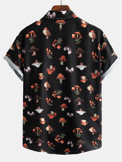 Artemis® | Mushroom Print Button Up Shirt