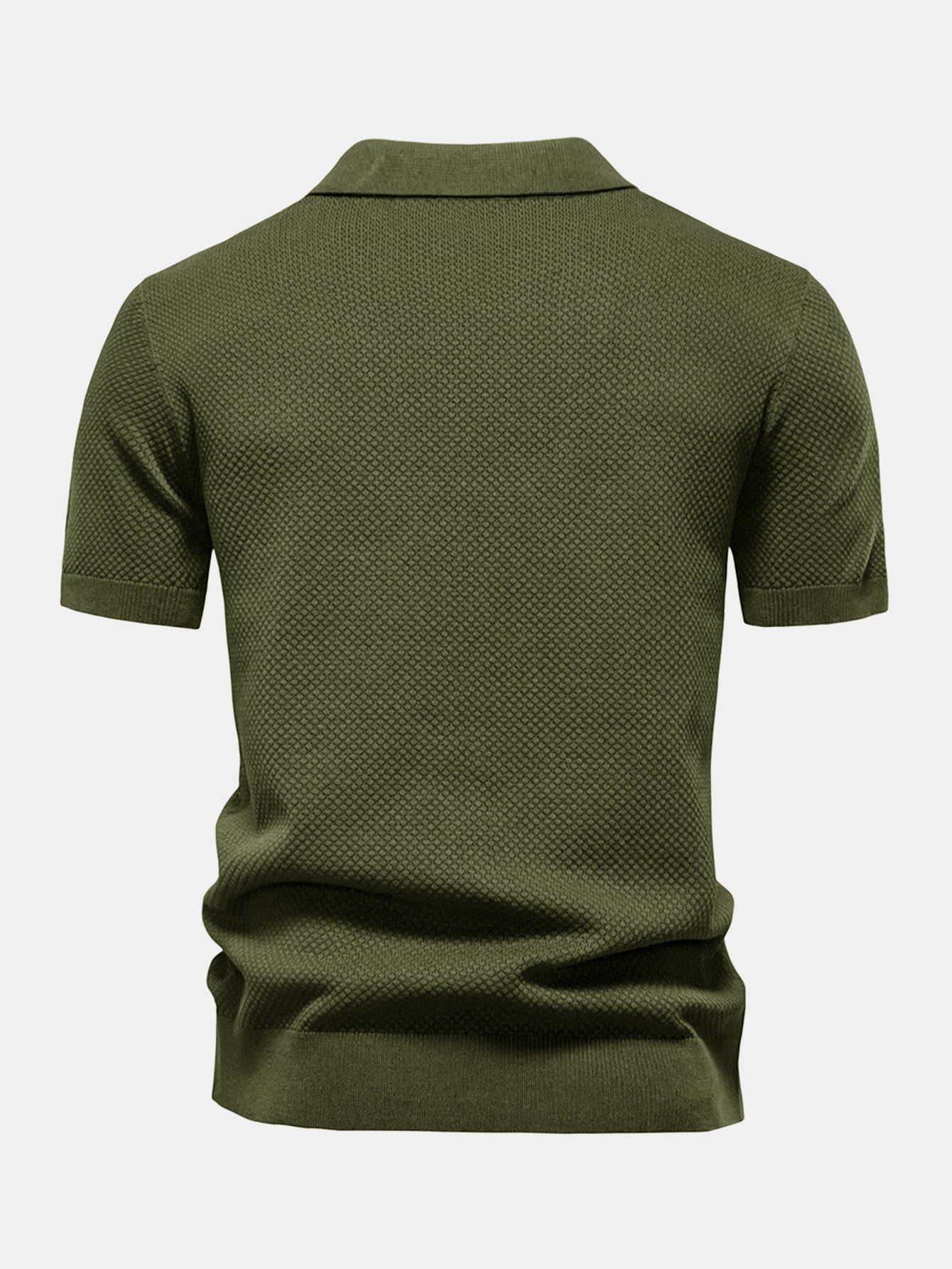 Jayden | Pineapple Texture Knit V Neck Polo Shirt