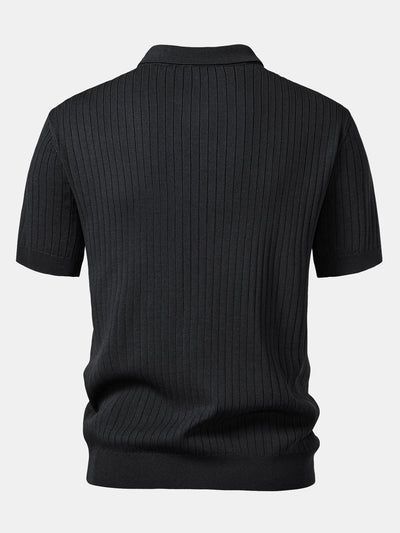 Connor | Stripe V Neck Knit Polo Shirt