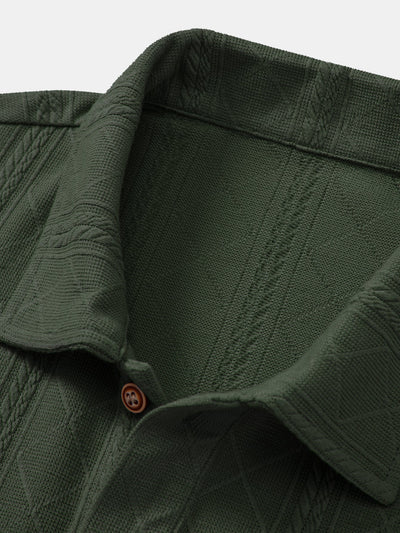 Samuel | Rhombus Geometric Texture Knit Polo Shirt