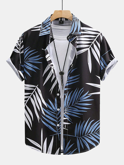 Herodoto® | Tropical Leaves Print Button Up Shirt & Swim Shorts