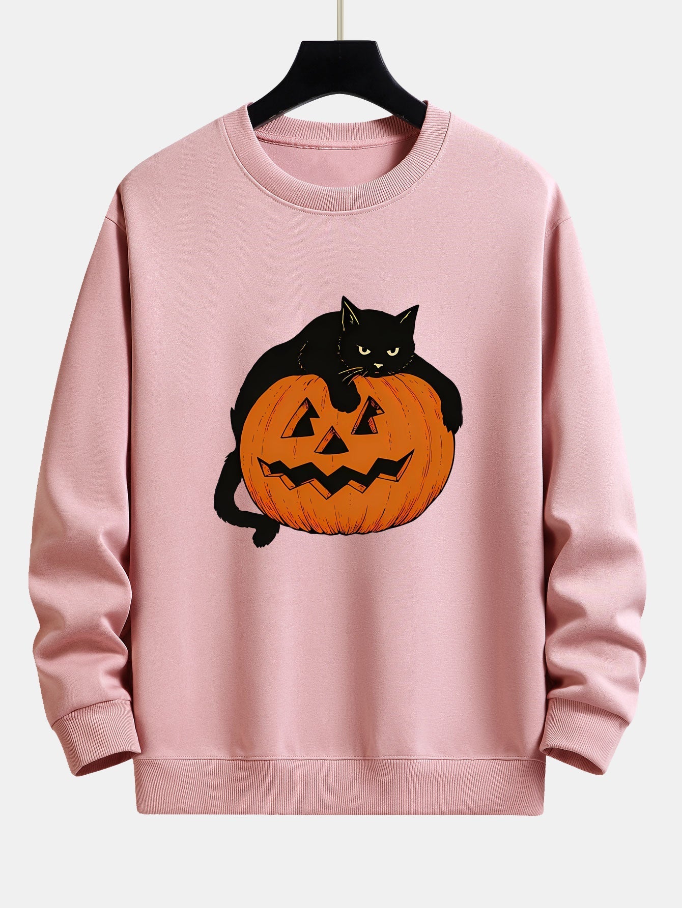 Belisario® | Pumpkin Black Cat Print Relax Fit Sweatshirt