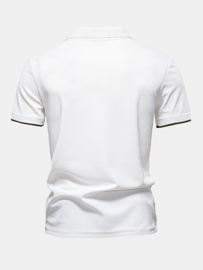 Miles | Contrast Pique V Neck Polo Shirt
