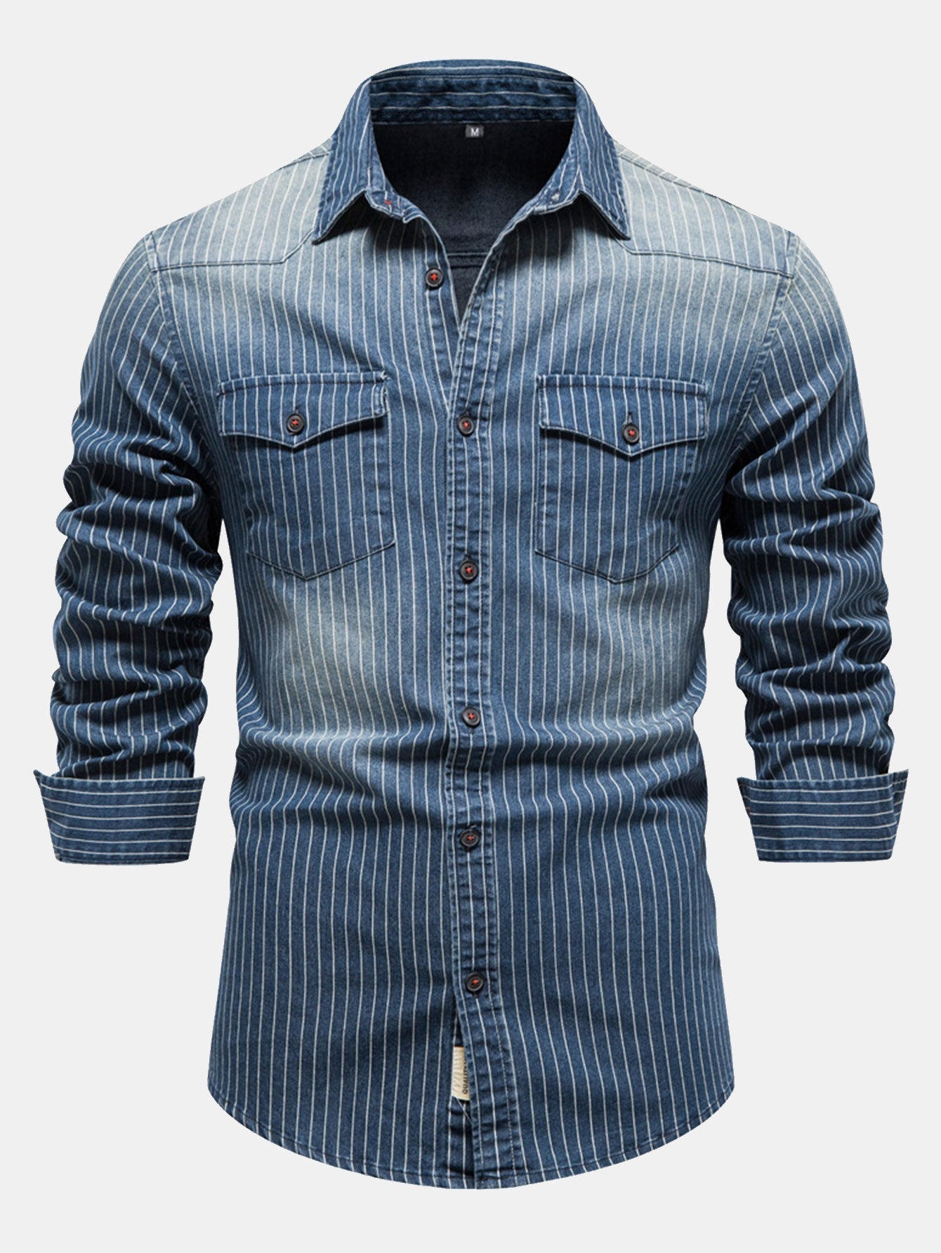 Desiderio® | Stripe Washed Denim Shirt With Pockets
