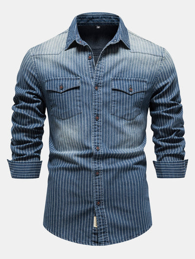 Desiderio® | Stripe Washed Denim Shirt With Pockets