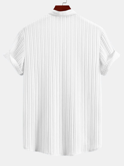 Asier® | Textured Stand Collar Shirt & Straight Leg Pants