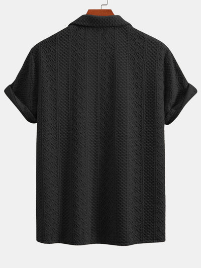 Aristotelis® | Floral Checkerboard Jacquard Cuban Shirt