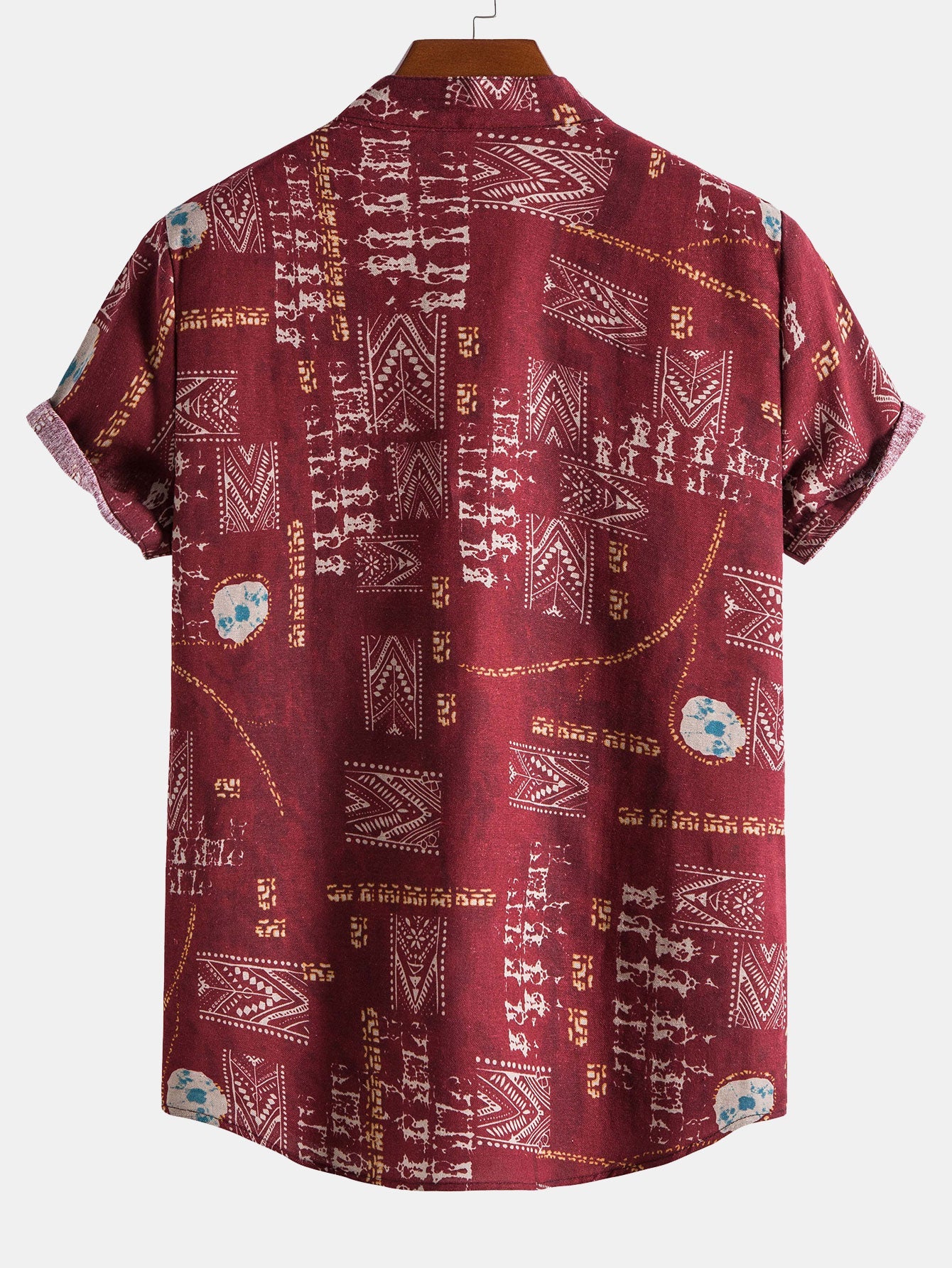 Maxwell® | Tribal Geometric Print Henry Collar Shirt