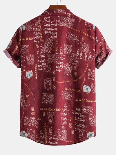 Maxwell® | Tribal Geometric Print Henry Collar Shirt